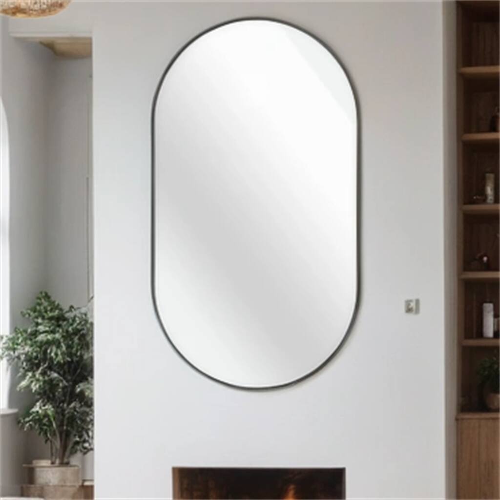 20"x 28" Metal Oval Mirror with Reinforced Hooks and Screws
