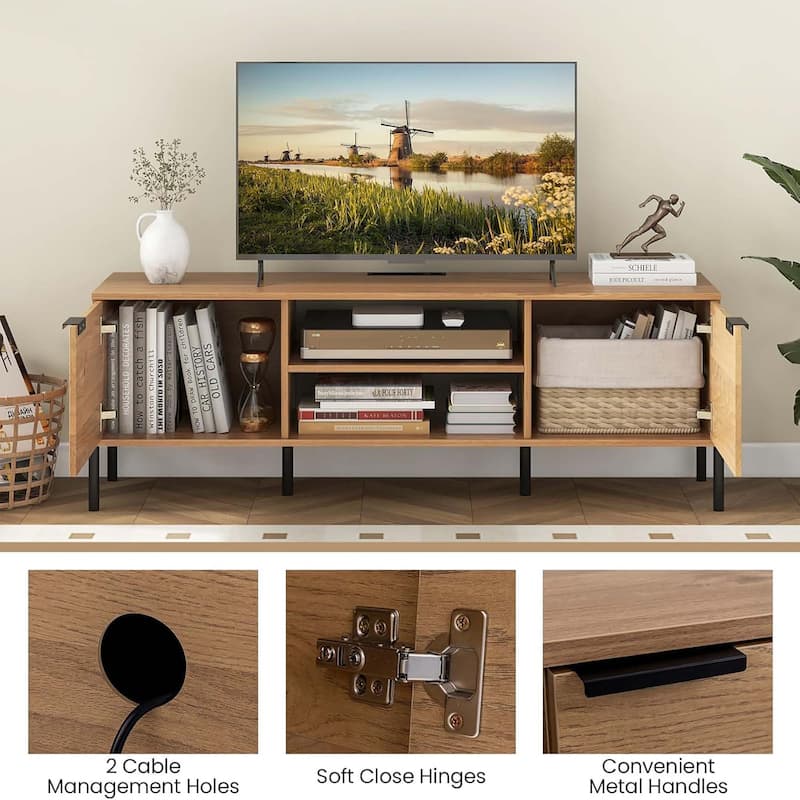 Modern Media Console Entertainment Center TV Stand for TVs up to 65"