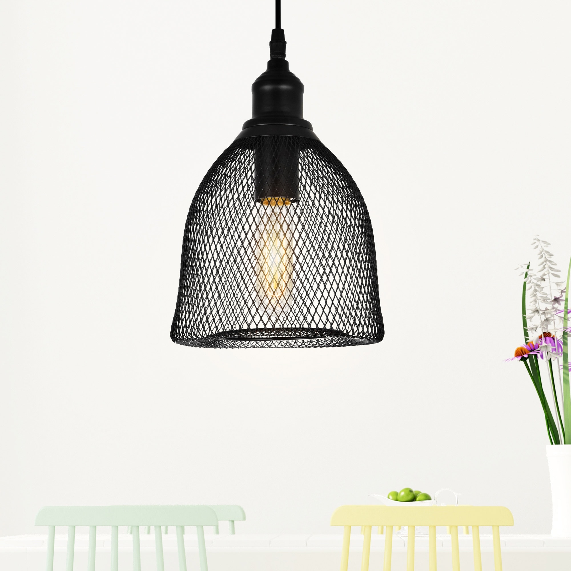 CWI Lighting Drea 1 Light Black Down Mini Pendant