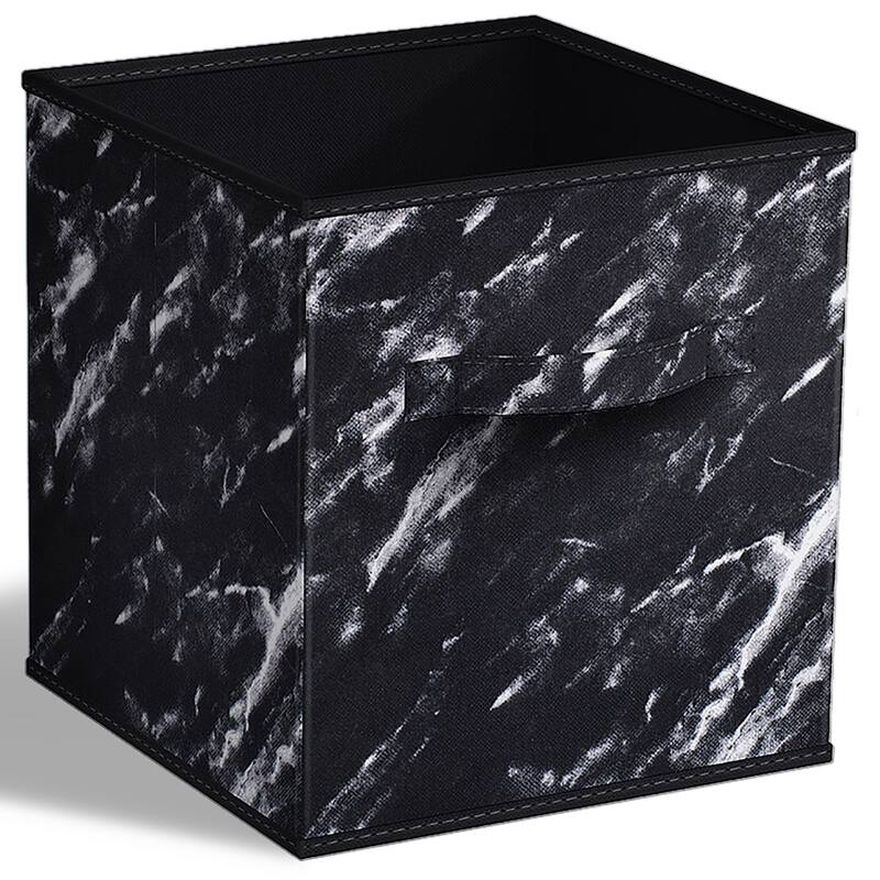 Sorbus 11" Foldable Storage Cube Basket Lightweight Organization Solutions - Single Pack - 11" x 10.5 x 10.5 - Marble Black