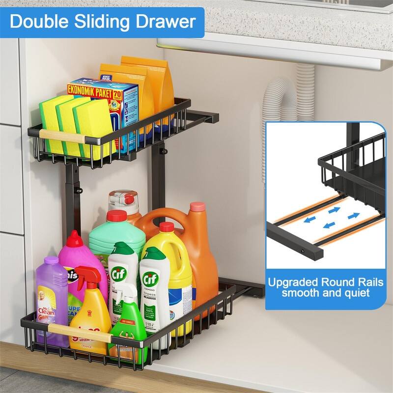 Pull Out Cabinet Organizer - ‎11.4"D x 15.55"W x 13.6"H