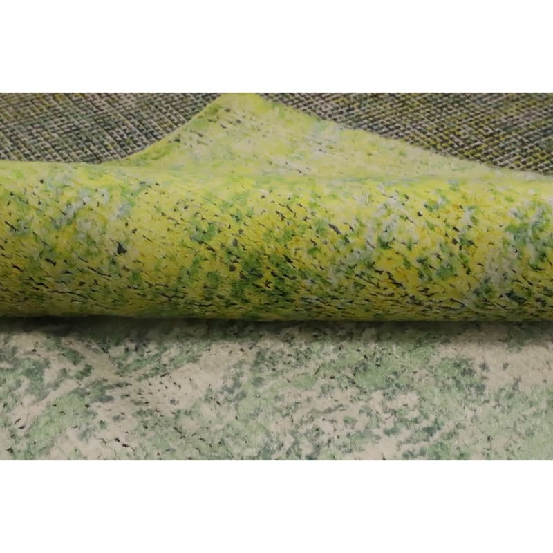 Hand Knotted Oriental Viscose Silk Carpet Modern Abstract Green Abstract Area Rug - 8' 5'' X 6' 9''