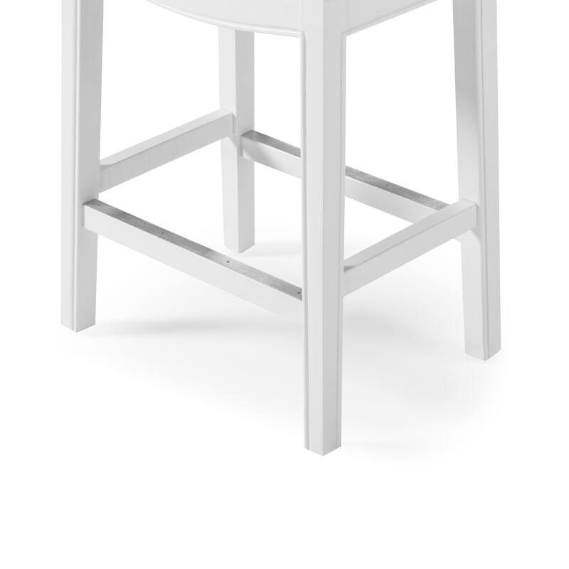 New Ridge Home Goods Zoey Counter-Height Stool with Upholstered Seat, Whitewash Finish