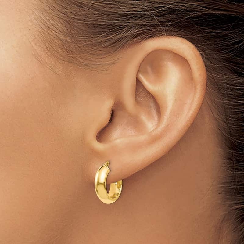 Curata 14k Yellow Gold Polished 5x17mm Wide Hoop Earrings
