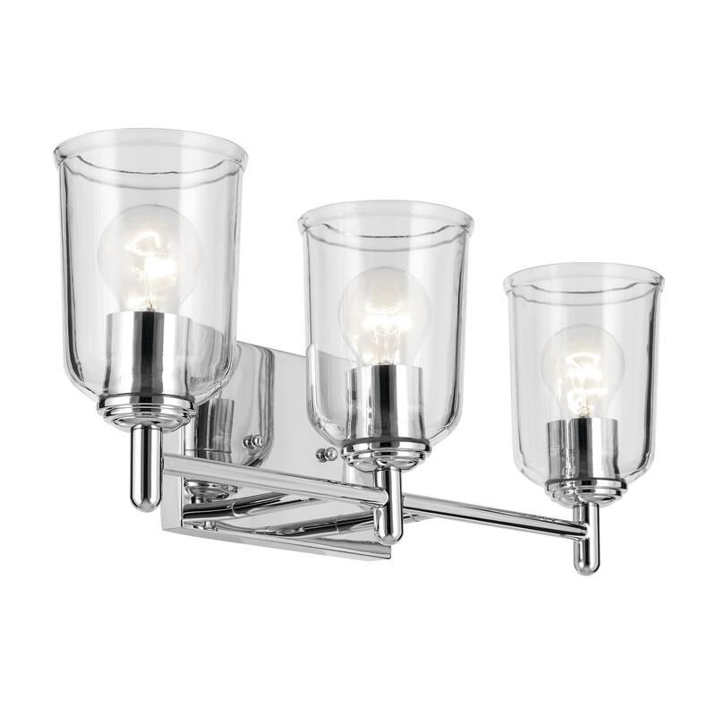 Kichler Lighting Shailene Bathroom Vanity Light with Clear Glass - Chrome - 3-Light