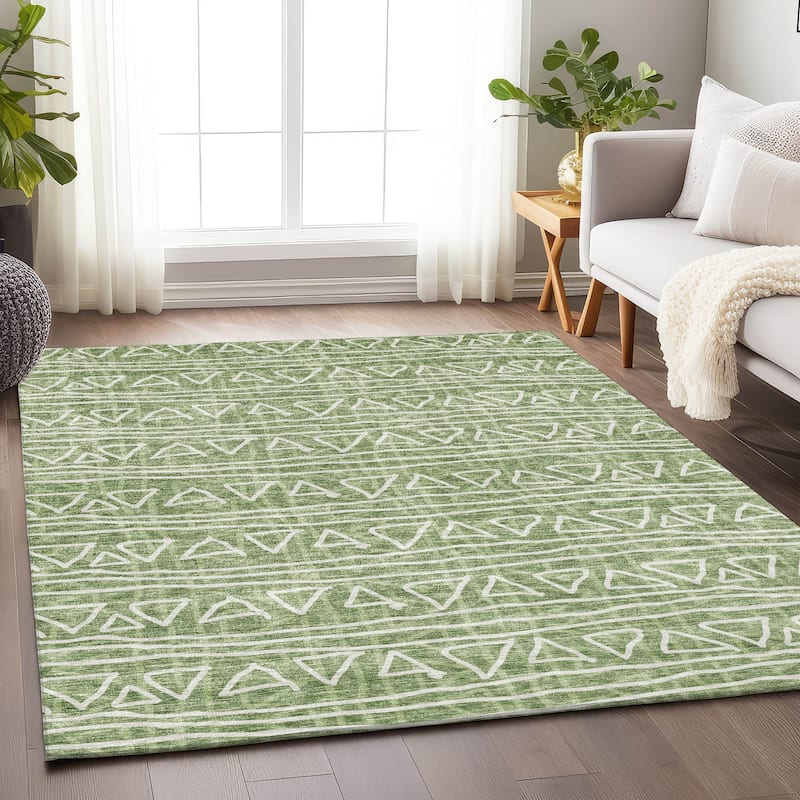 Premium Washable Super Soft Geo Mayfield Rug - Green - 2' 6" x 3' 10" - Rectangle