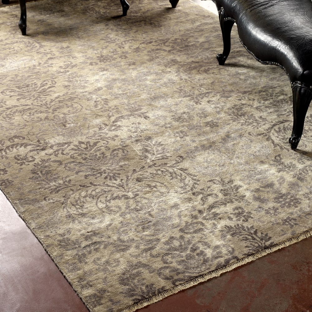 Transitional Hand-Knotted Wool Area Rug