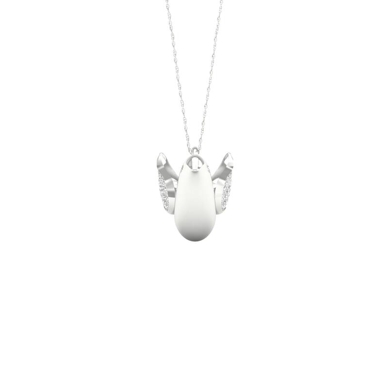 1/10ct TDW Diamond Dove Charm Pendant Necklace in Silver for Women