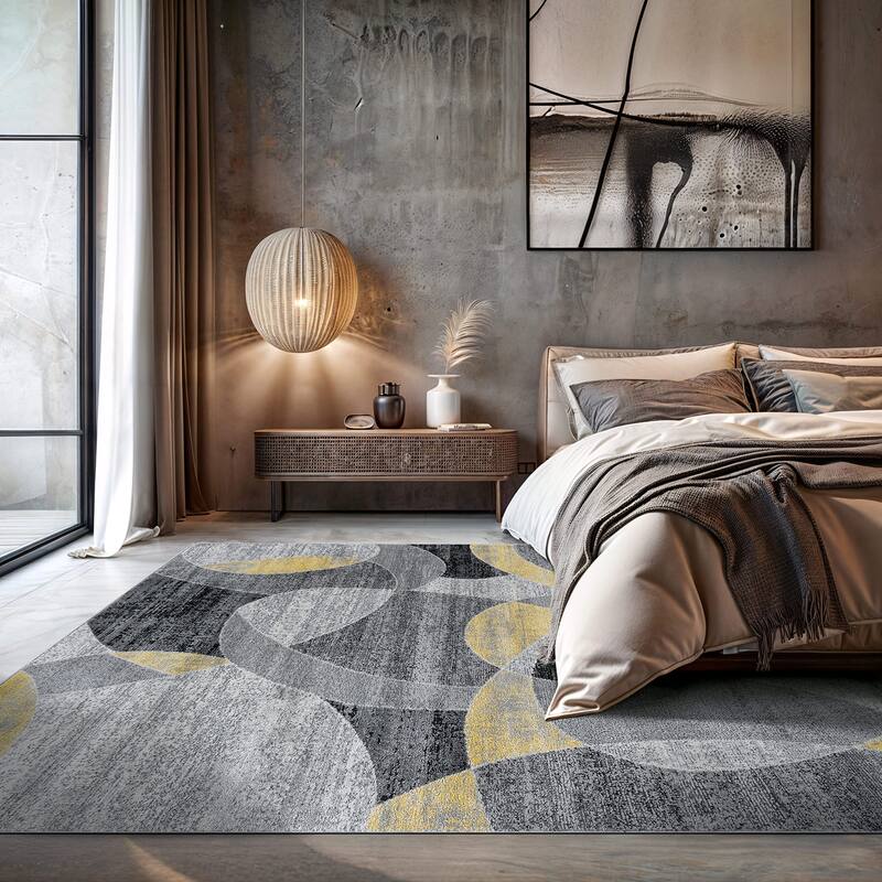 Contemporary Distressed Circle Area Rug
