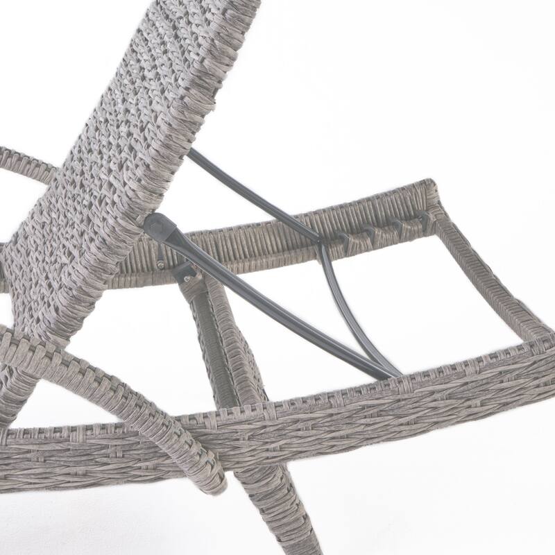 2-Piece Outdoor Wicker Lounge Chair with Armrests, All-Weather Patio Chaise Chair Rattan Recliner, No Cushion Needed