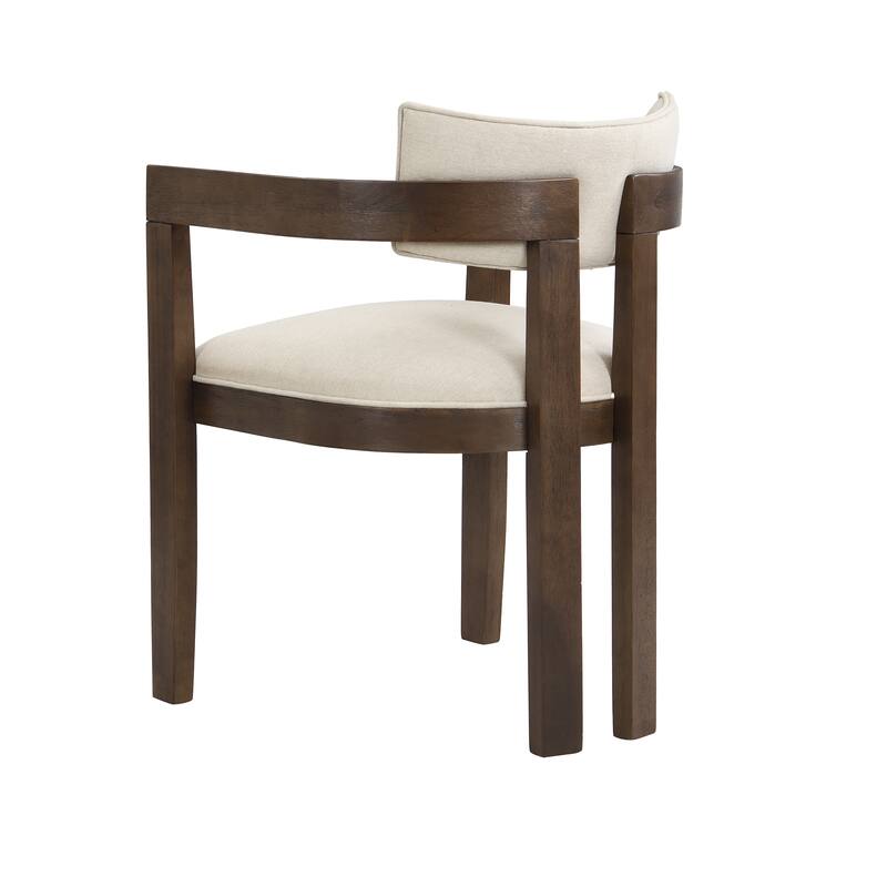 Conrad Sophisticated Modern Dining Chair With Armrest and Solid Wood Frame by Christopher Knight Home