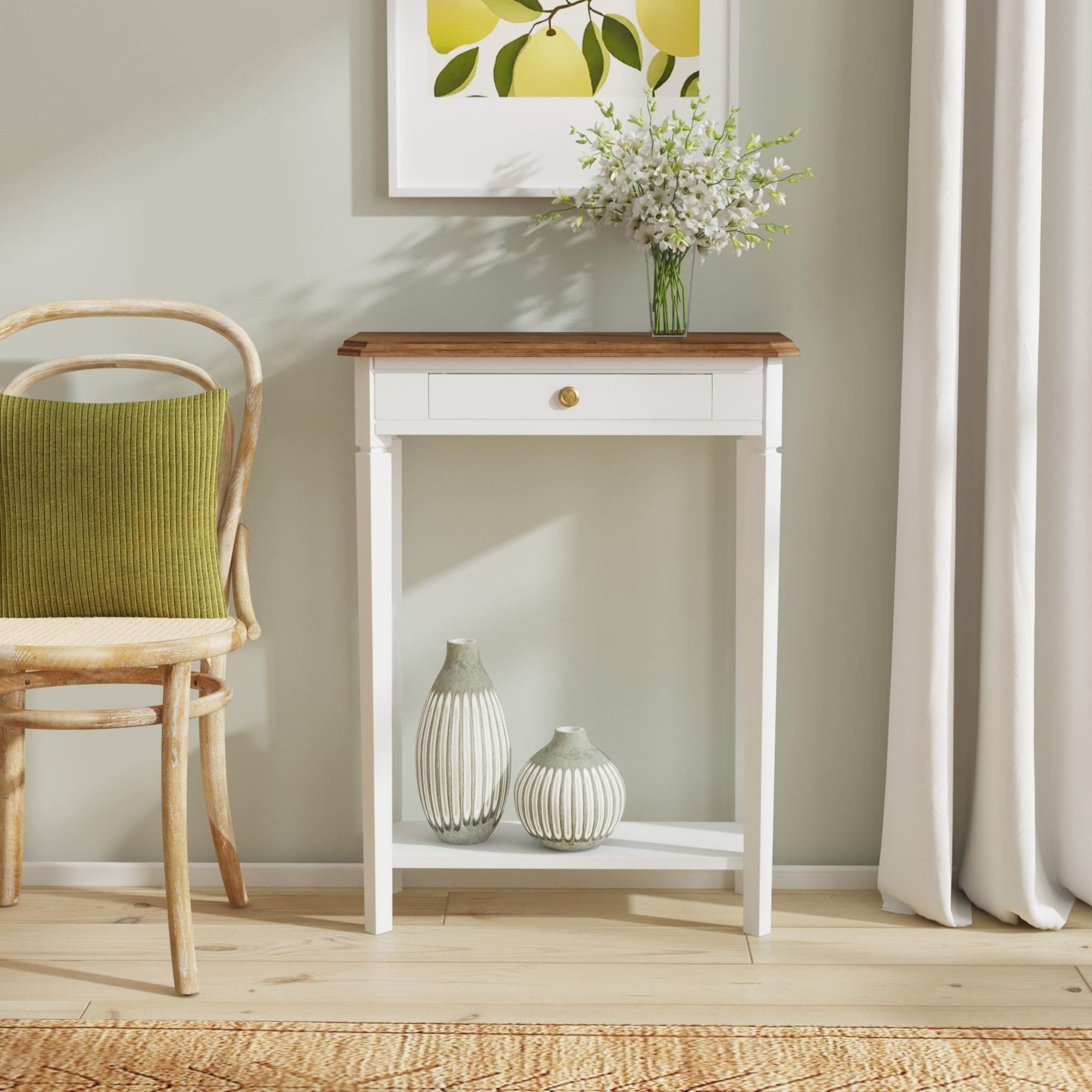 Marnie 1-drawer Solid Wood Console Accent Table with Shelf by East at Main