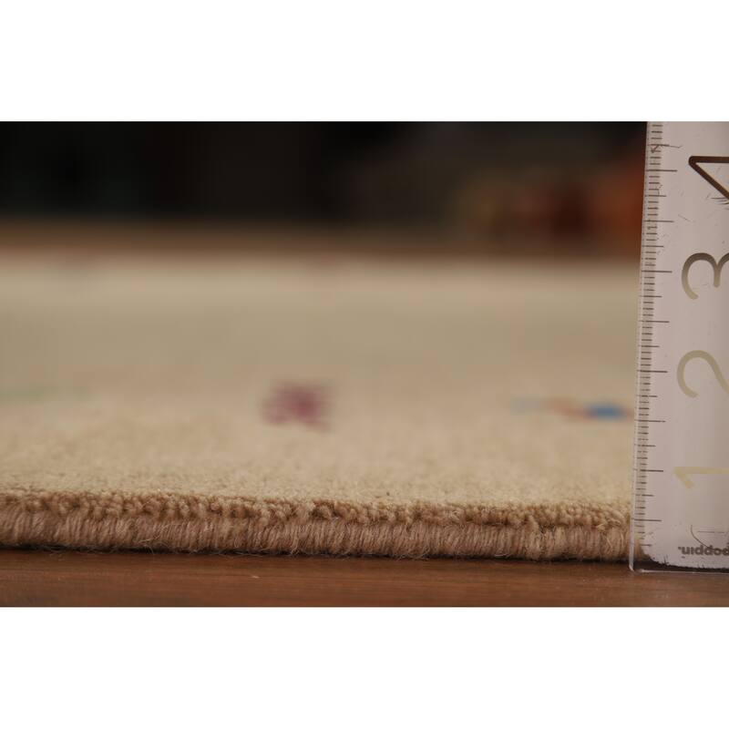 Tribal Gold Gabbeh Oriental Area Rug Hand-Knotted Modern Wool Carpet - 4'8" x 6'6"