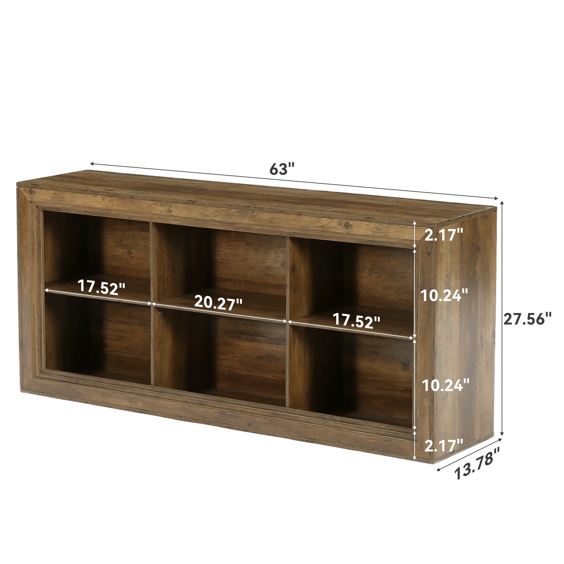 2 Shelf Bookcase Storage，6-Tier Open Modern Bookcase Retro