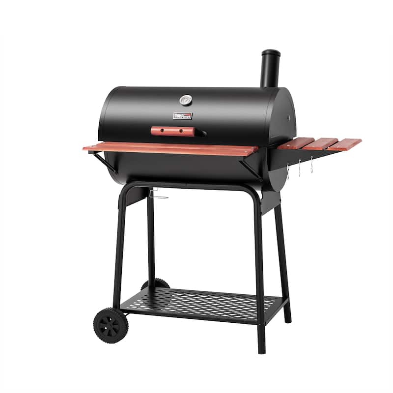Royal Gourmet Charcoal Grill with Wood-Painted Side and Front Table