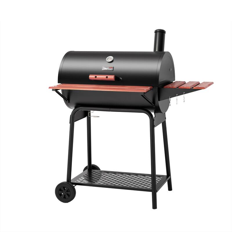 Royal Gourmet Charcoal Grill with Wood-Painted Side and Front Table