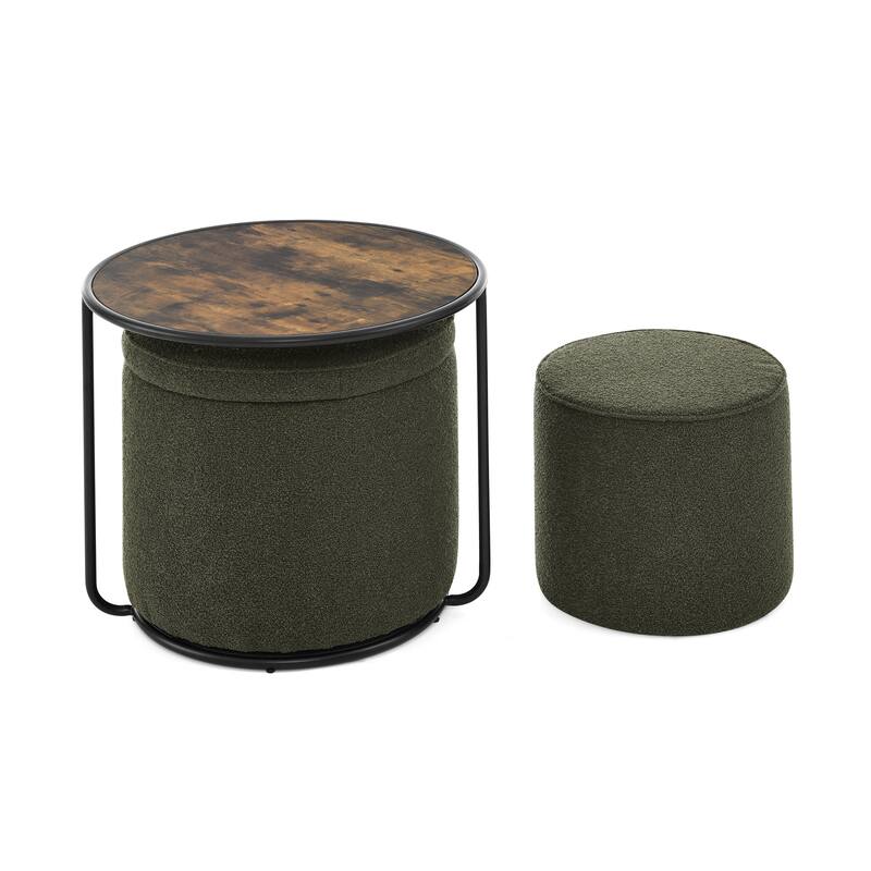 Ottoman, multifunctional combination set table Ottoman, combination of Ottoman and table, with drum stool, with storage space