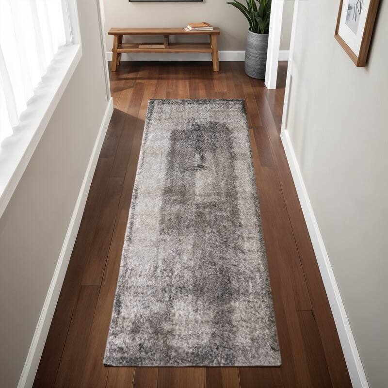 HomeRoots Abstract Industrial Rectangle Area Rug - 87.00 in. x 30.00 in.  x 1.00 in.