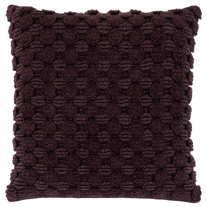 Rizzy Home Woven Textured Solid Throw Pillow - Wine - Polyester