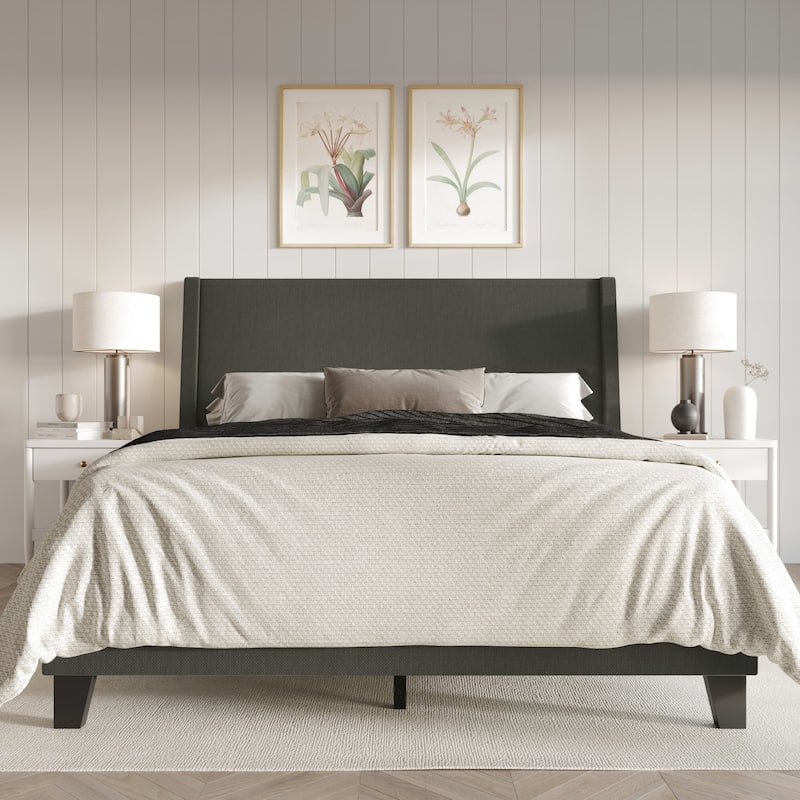 Clayfell Sidney Upholstered Panel Bed - Queen - Dark Charcoal