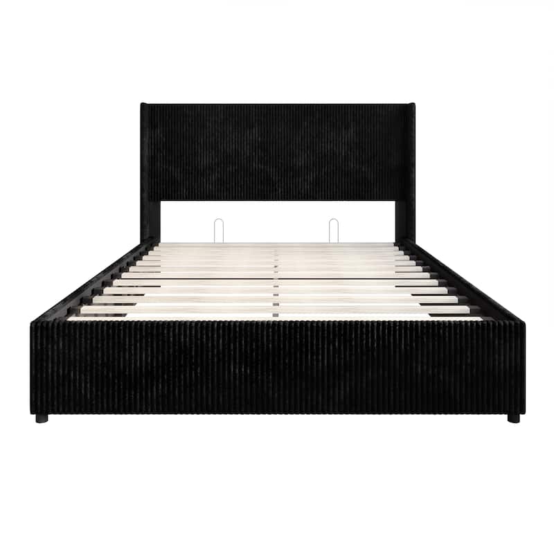 CraftPorch Luxury Wingback Platform Lift Up Storage Bed