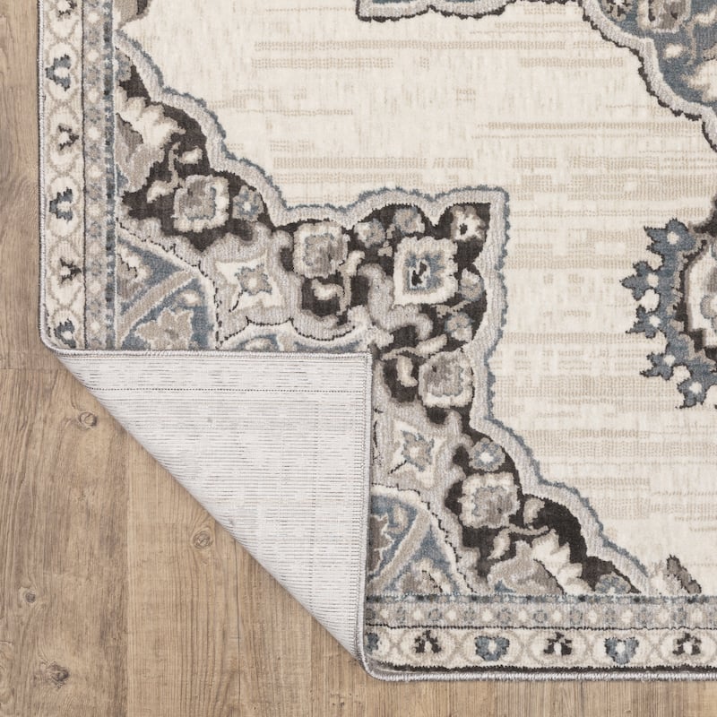 Style Haven Everly Vintage Center Star Medallion Ivory/ Blue Area Rug