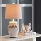 preview thumbnail 6 of 6, SAFAVIEH Lighting 24-inch Raised Floral Garden Table Lamp (Set of 2) - 12"x12"x24"