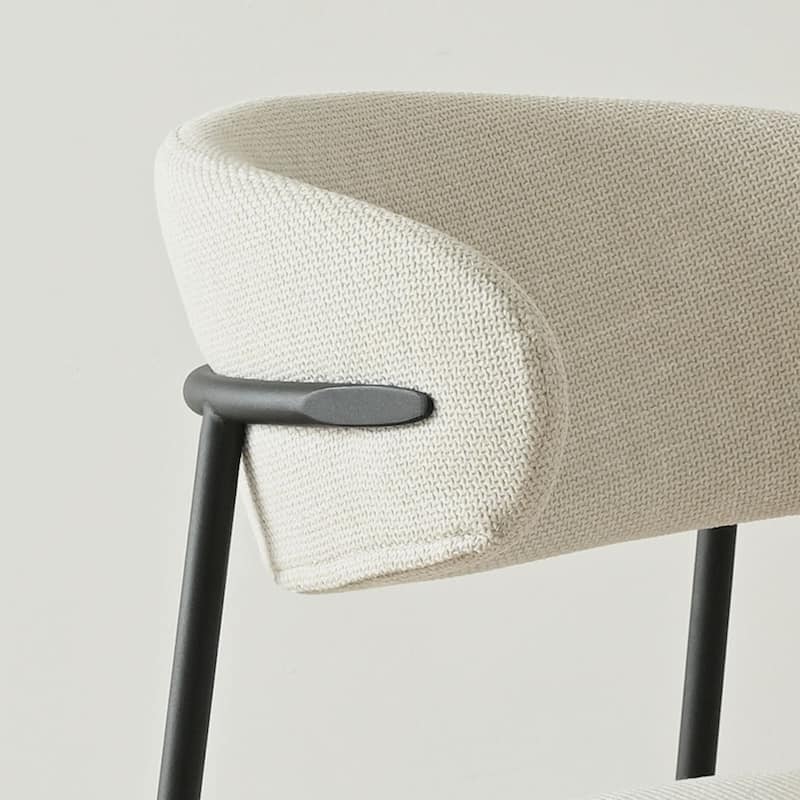 Modern Upholstered Dining Chairs with Curved Open Back and Black Metal Legs (Set of 4)