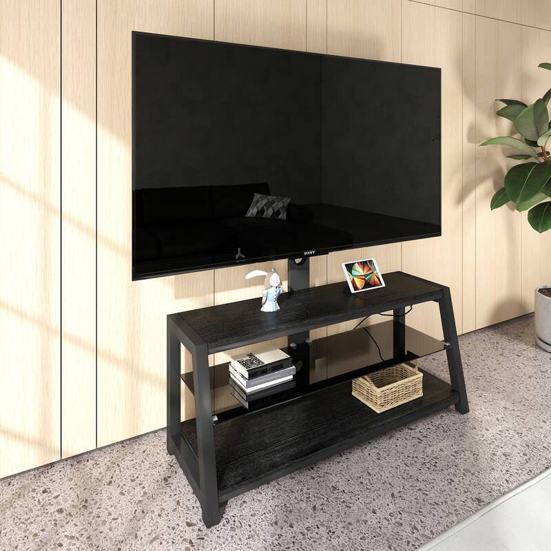 Wooden Storage TV Stand Height Adjustable Universal Swivel Entertainment Center With Mount TV Stand