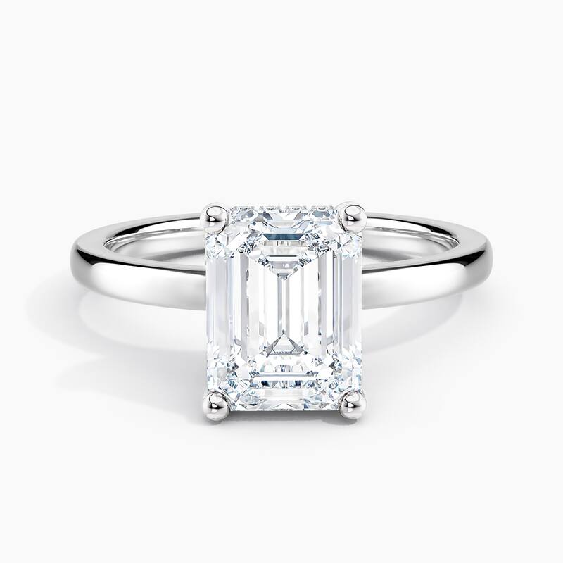 Auriya 14k Gold 3.00ctw Emerald Hidden-Halo Lab Grown Diamond Engagement Ring - White - 6
