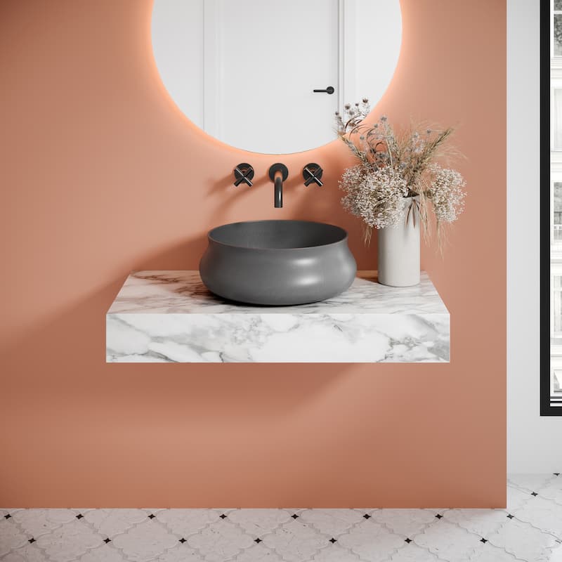 Swiss Madison SM-VSC111 Lisse 15" Circular Concrete Vessel Bathroom