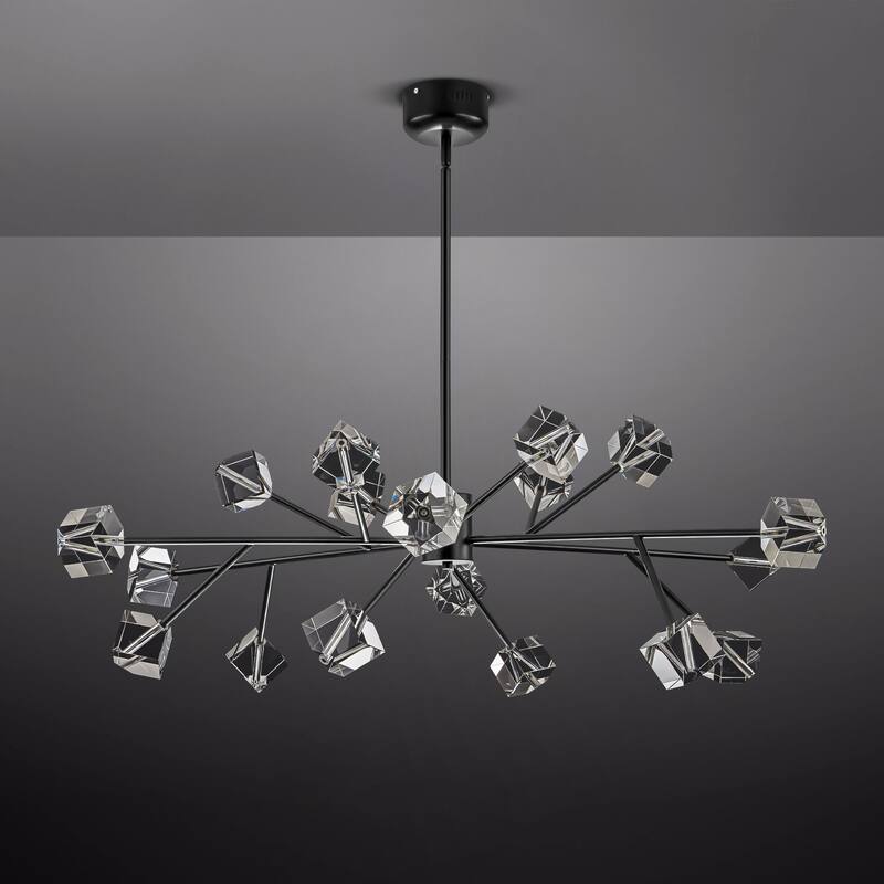 Black or Gold Big Large Modern Sputnik Crystal Chandelier for Living/ Dining Room/ Bedroom/ Foyer/ Kitchen