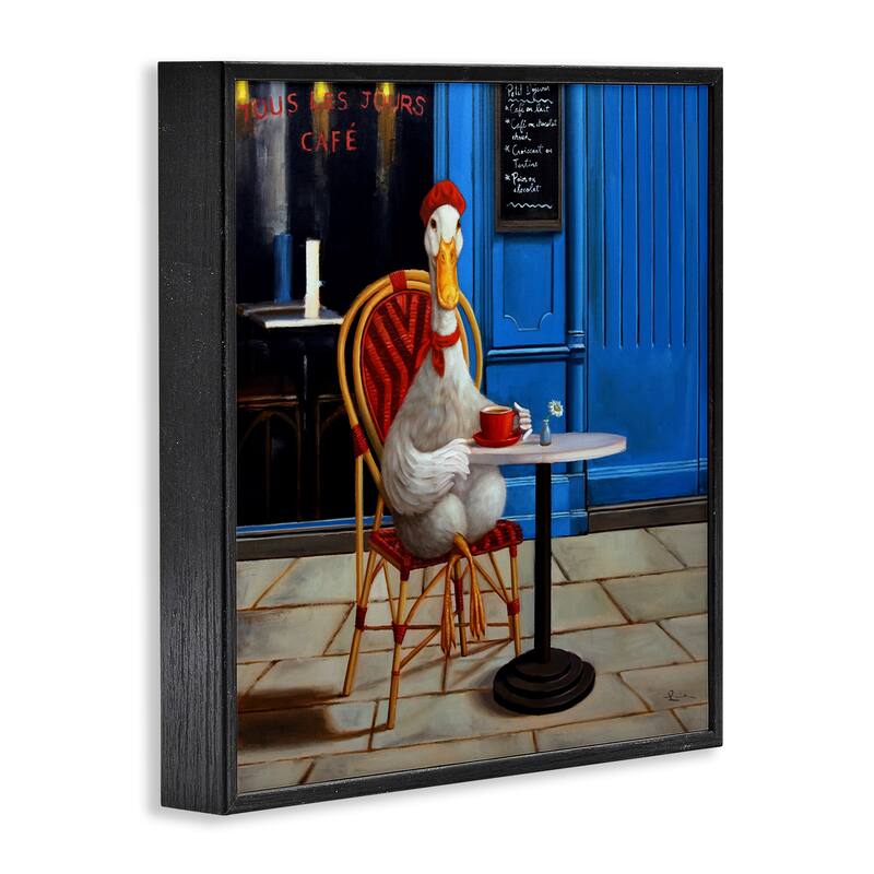 Stupell Trendy Duck at Cafe Framed Giclee Art Design By Lucia Heffernan