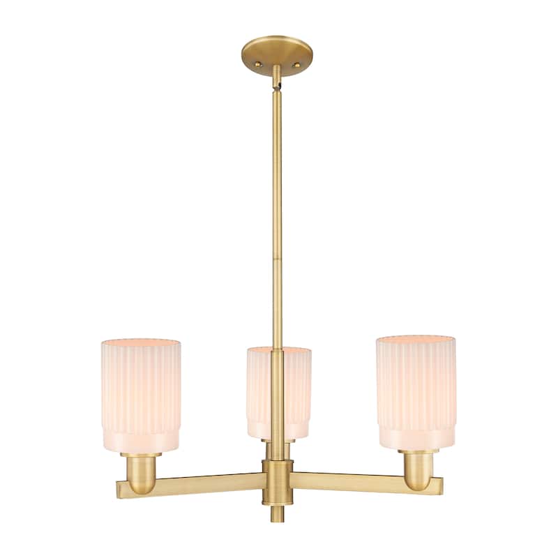 Innovations Lighting Endless Possibilities Arcadia - Hadley - 3 Light 26" Stem Hung Chandelier - Brushed Brass/Matte White