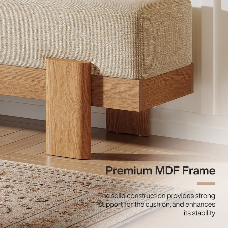 55'' Shoe Bench with Fabric Padded Seat for Entryway