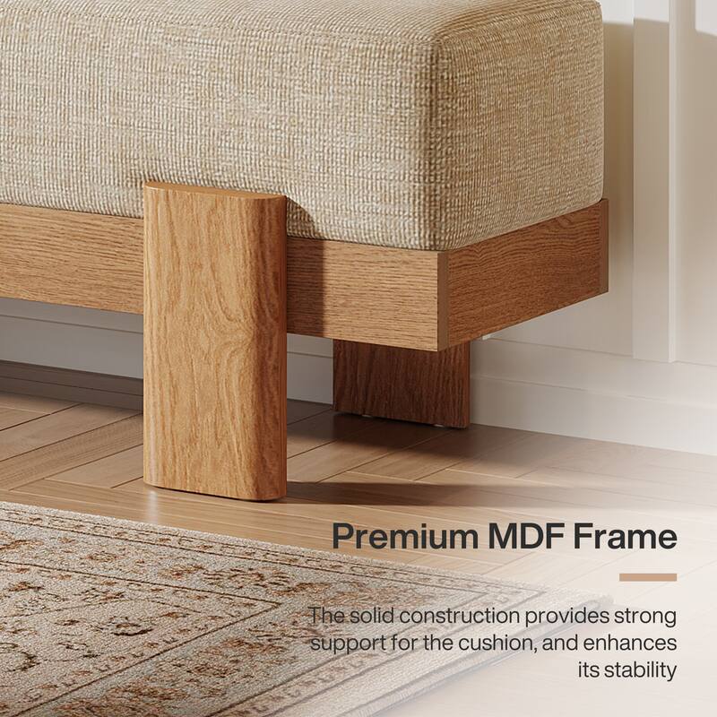 55-Inch Upholstered Entryway Bench, Modern Shoe Bench with Padded