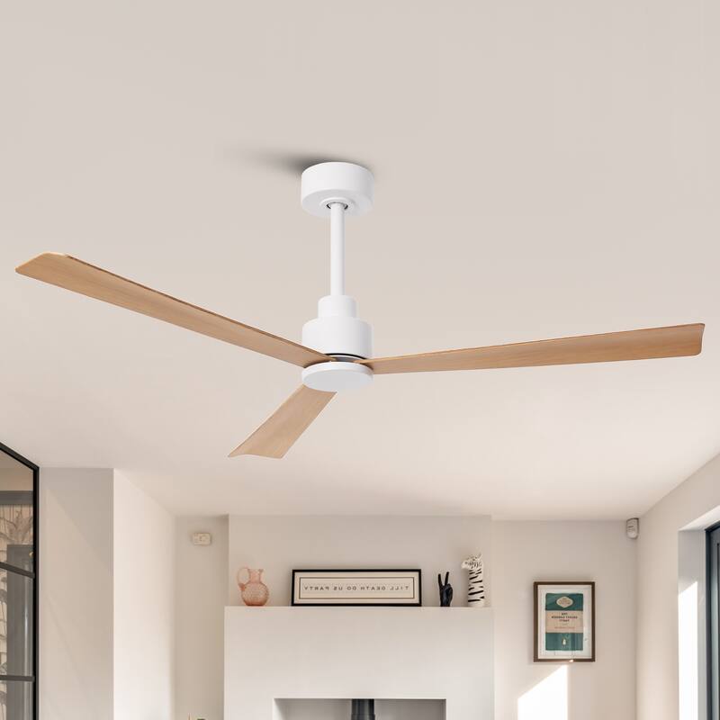 52" Matte Black Industrial Reversible DC Motor Ceiling Fan - 52" L x 52" W x 11.6" H - Matte White