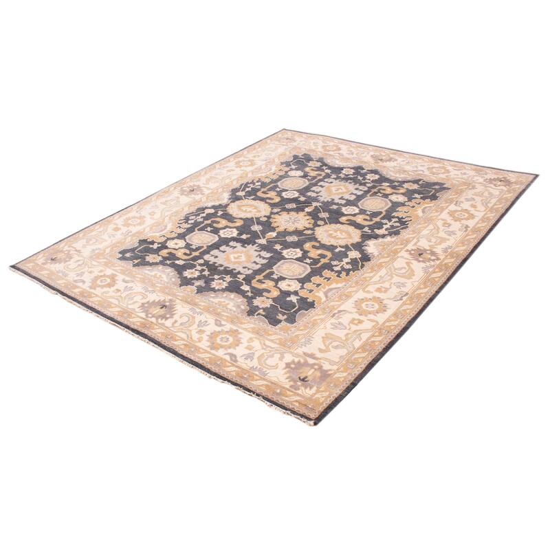 ECARPETGALLERY Hand-knotted Royal Oushak Dark Grey Wool Rug - 9'3 x 11'8