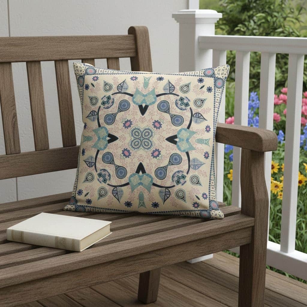 HomeRoots 20" x 20" Beige Blown Seam Paisley Indoor Outdoor Throw Pillow - 20.00' X '5.00' X '20.00