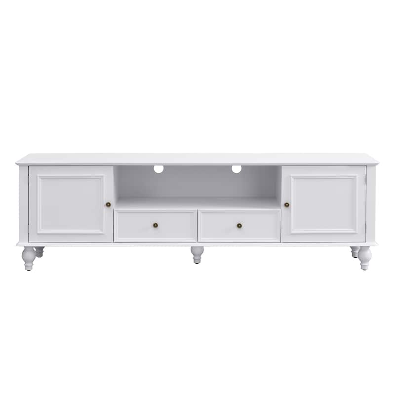 70.9''TV Stand for TVs up to 80 InchesOpen Compartment,TV Storage Cabinet with 2 Drawers,2 Cabinets and 5 Solid Legs