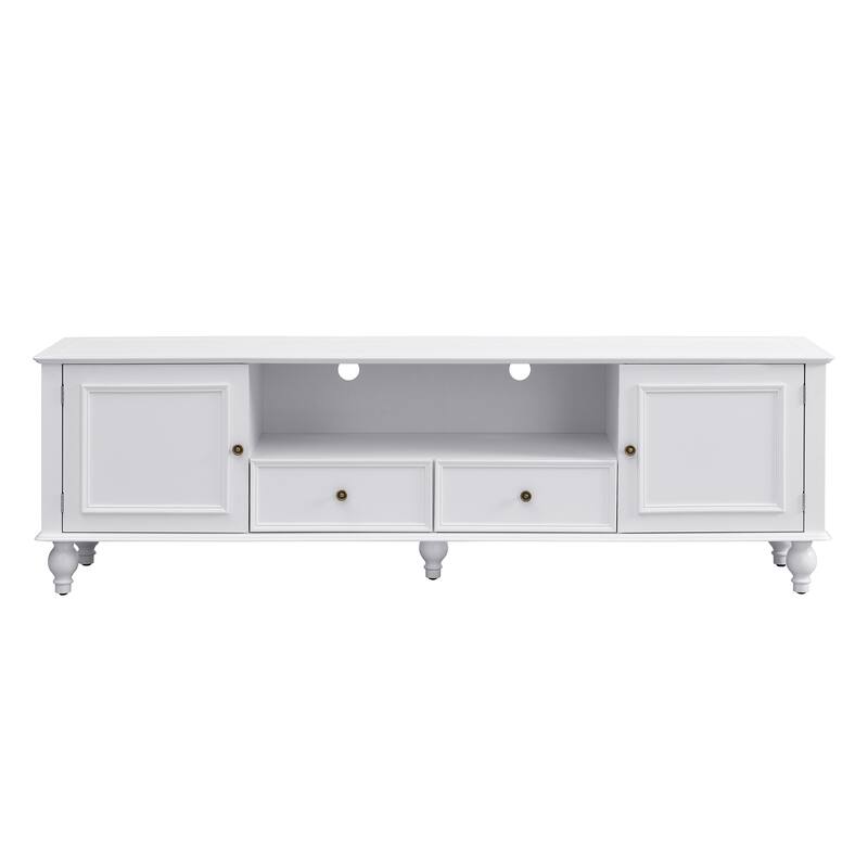 Roomfitters Modern TV Stand for up to 80 Inch TV, Entertainment Console with Drawers, Cabinets and Open Storage