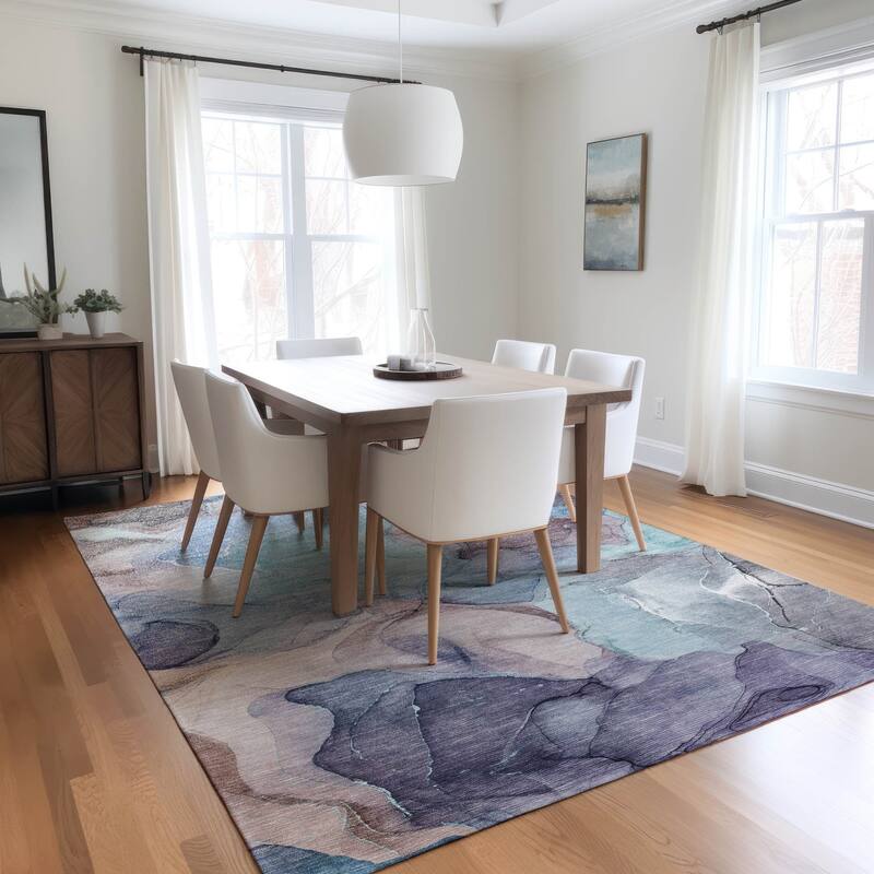 Dava Unique Abstract Weather Resistant Blended Style Outdoor Rug