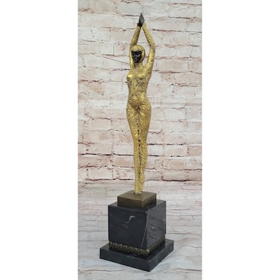 Art Deco Bronze Chiparus Starfish Dancer Etoile La Mer Statue Sculpture Figure Gold 19 Inches X 5 Inches