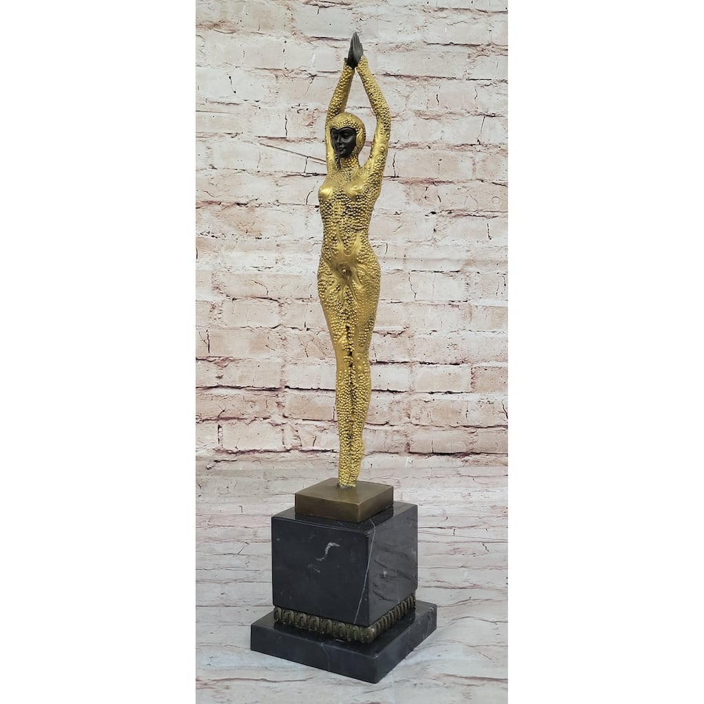 Art Deco Bronze Chiparus Starfish Dancer Etoile La Mer Statue Sculpture Figure Gold 19 Inches X 5 Inches
