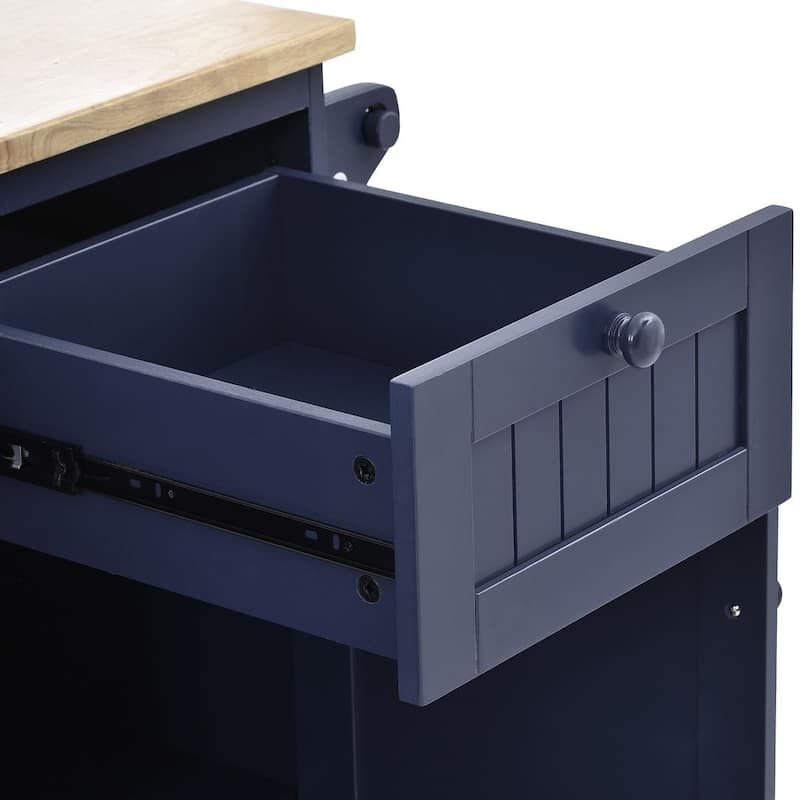 Kitchen Island Cart with Wheels,Storage Cabinet, Solid Wood Desktop