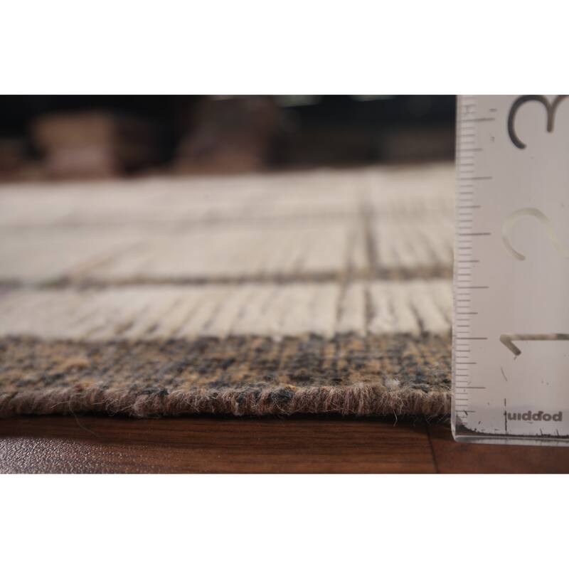 Checkered Moroccan Oriental Area Rug Hand-Knotted Wool Carpet - 8'0"x 12'3"