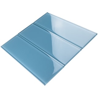 TileGen. 4" x 12" Glass Subway Tile in Light Blue Wall Tile (30 tiles/10sqft.)
