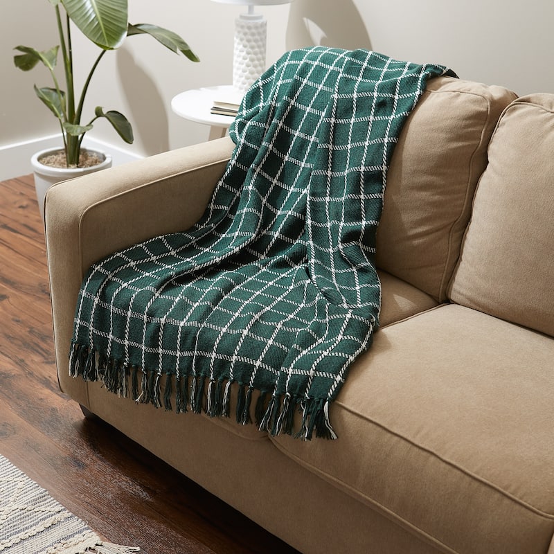 DII Checked Plaid Decorative Throw