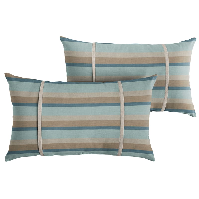 Sorra Home Sunbrella Outdoor Double Petite Flange Pillow Set of 2 - Sunbrella - Gateway Mist/Cast Silver - 16 in H x 26 in W x 6 in D