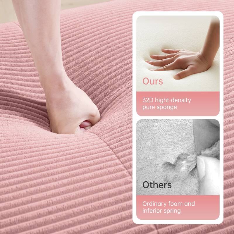 Rossetta Simplified Anti-Slip Style Premium Corduroy Fabric Modular Loveseat Sofa with Curved Armrests